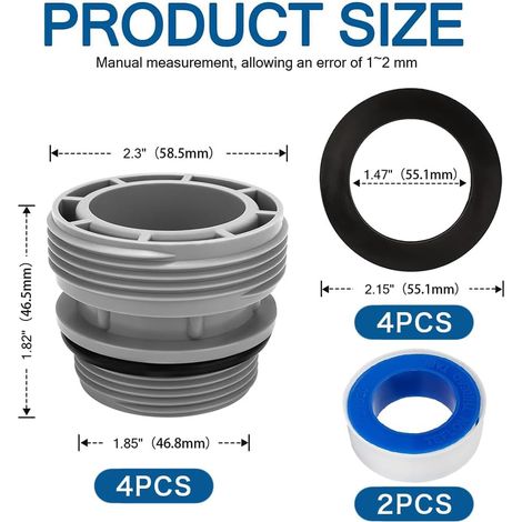 Lot de 4 Adaptateurs de Tuyau de Piscine Pour Pompe de Piscine,Pour Tuyau de 40 mm à 1 1/2",Adaptateur de Tuyau de Piscine Avec Joint,Adaptateur Intex Compatible Avec Les Pompes à Filtre Intex,Coleman (1/4)