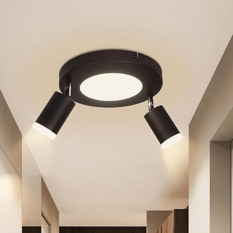 GBLY Deckenleuchte Led Deckenstrahler GU10 2 Flammig - Deckenlampe Schwarz 3000k Warmweiß 20W Schlafzimmerlampe Schwenkbar 350° Deckenspot für Küche Esszimmer Flur Korridor (1/5)