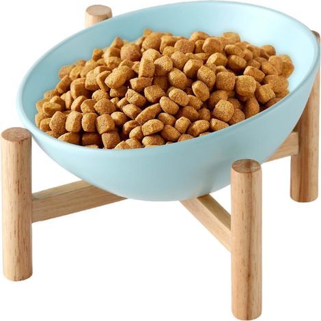 Gamelles en céramique pour chien avec support Gamelle en céramique anti-déversement avec support en bois antidérapant pour chatons, chiots (1/5)