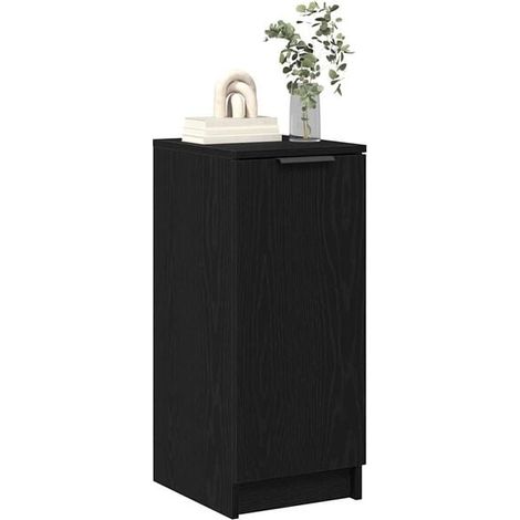 Meuble à Chaussures avec Étagères, Rangement de Chaussons en Bois de Chêne Noir, 29.5 x 35 x 70 cm (1/5)
