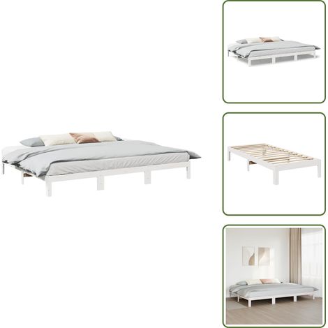 Bois de pin - VidaXL Cadre de lit familial sans matelas blanc 270x200 cm - Lit avec sommier (1/5)