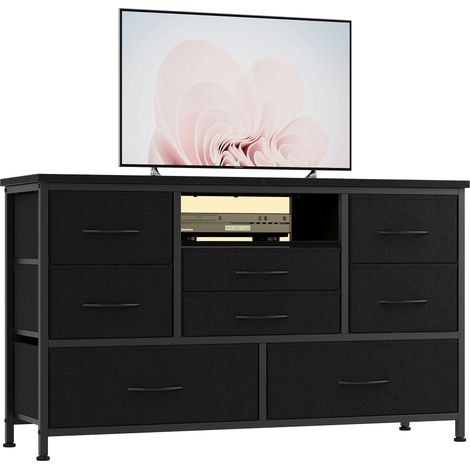 Commode à 8 Tiroirs Avec Lumière LED, Commode Chambre Adulte - Meuble de Rangement Chambre,Commode Tiroir en Tissu avec Cadre en Acier Solide, Idéal Commode Rangement pour La Chambre et Le Salon, Noi (1/5)