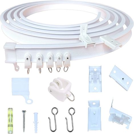 5-meter PVC plastic steel curved curtain track set including accessories U-shaped and L-shaped flexible curtain tracks (1/5)