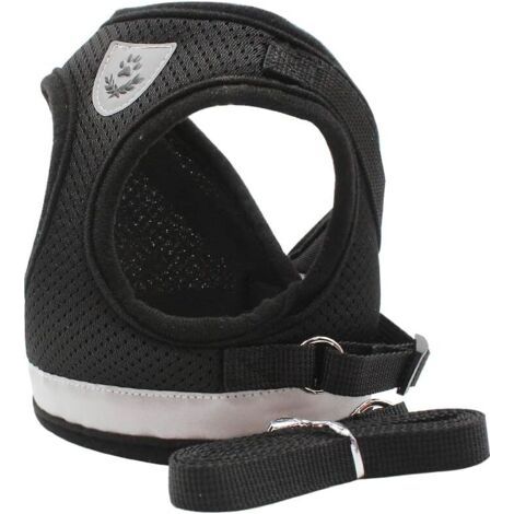 BUNTHAUS Hunde- und Haustiergeschirr, weiche Netzweste, Haustier-Gehhalsband, reflektierender Gurt, Katzensicherheitskontrolle, klein – Netzinnenseite für atmungsaktives Material (schwarz, S (36 cm)) (1/5)