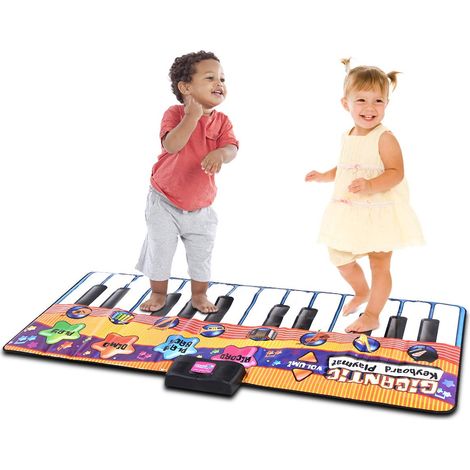 COSTWAY Kinder Musikmatte 180x75cm  Klaviermatte mit 8 Instrumenten  Spielteppich  Spielmatte Musik  Tanzmatte