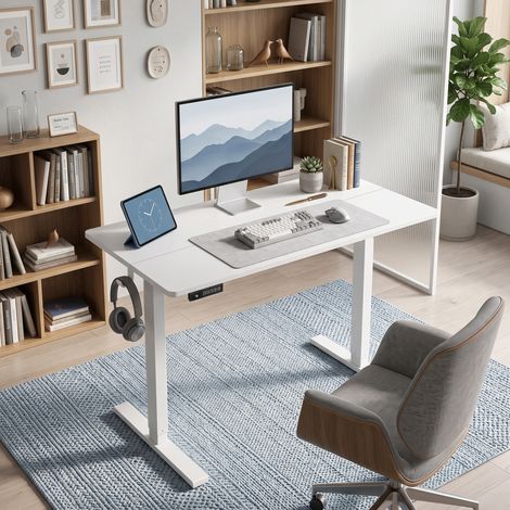 Bureau Assis-Debout Électrique 120x60 cm, Réglable en Hauteur, Poste Travail (1/5)