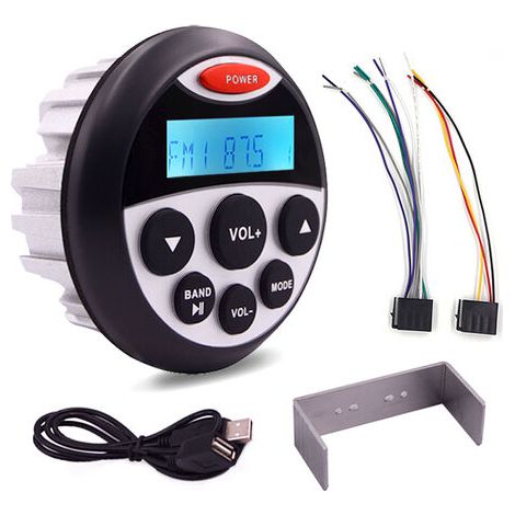1 Radio marine étanche, Bluetooth, lecteur MP3, port USB, aluminium, pour yacht et bateau (1/5)