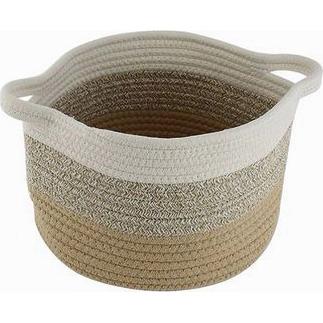 Cleafe - Cestino Cesto In Tessuto Di Corda Intrecciato Porta Oggetti Tondo 26x18cm 10647 - (1/2)