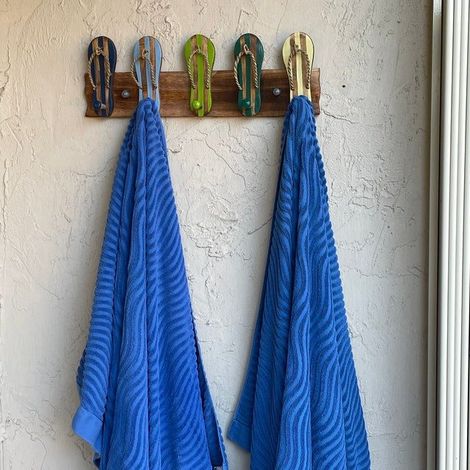 Porte-serviettes porte-clés Patère de rangement Porte-manteau mural Tongs couleur bois avec décoration crochet MNS (1/3)