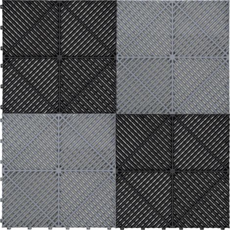Piastrelle a incastro modulari ventilate 120 nere e 120 grigie 6m x 6m, polipropilene, antiscivolo, resistenti alle intemperie, capacità 5 tonnellate per piastrella, ideali per garage doppio o officin