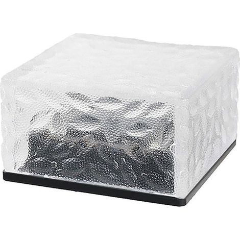 Brique lumineuse solaire en verre, LED étanche, à enfouir au sol, rouge, pour aménagement paysager extérieur jardin cour pelouse (1/5)