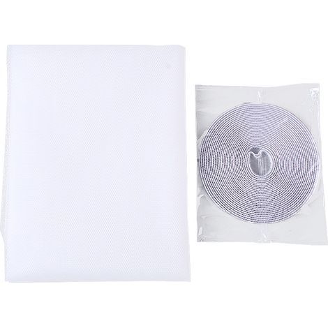 Moustiquaire autocollante à monter soi-même, avec crochet et ruban adhésif, compatible avec plusieurs fenêtres (lot de 2, blanc) (1/4)