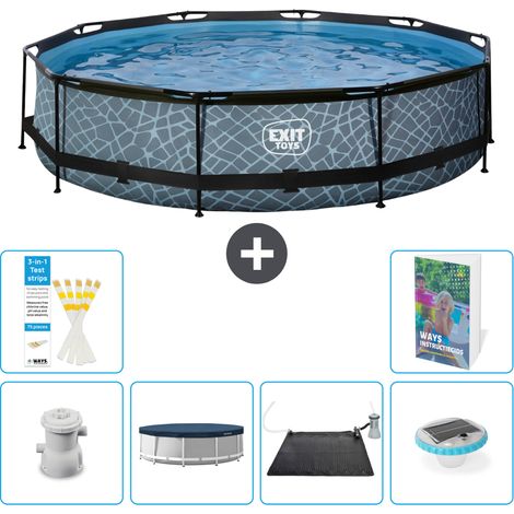 Exit Pool Rund - Steinoptik - 360x76 cm - 7-teilig S250