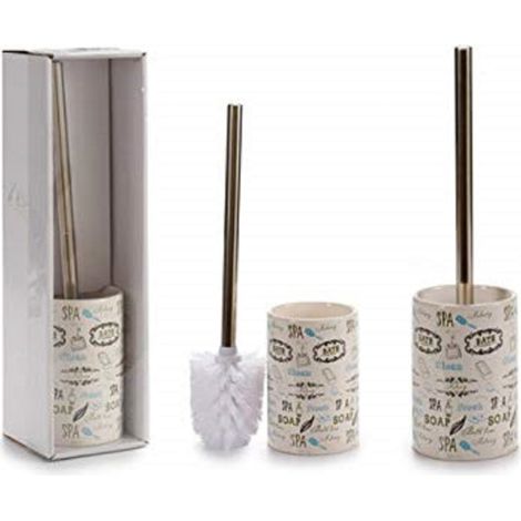 Trade Shop - KERAMIK TOILETTENBÜRSTENHALTER STAHL DESIGN SCHRIFTZUG TOILETTENBÜRSTE 9.6X9.6X36CM BAD WC -