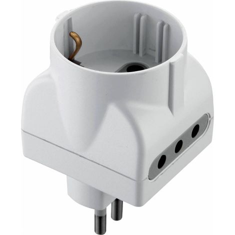 Adattatore Triplo 10A-2Pr.10A+1 Sc.Bia - 25 Pz