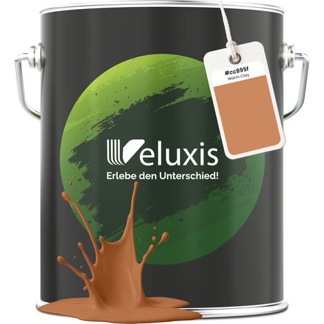 Wandfarbe Braun Orange Beige Matt Innenfarbe – Deckkraft Klasse 1, VOC-frei, Ohne Grundierung, Tropfarm – Wohnzimmer & Schlafzimmer – 5L – Veluxis (Warm Clay)