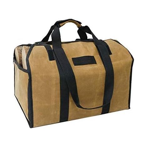 Sac de rangement pour bûches, grande capacité, toile cirée, sac de rangement pour bois de chauffage avec poignées et bandoulière, imperméable, pour l'intérieur et l'extérieur (1/5)
