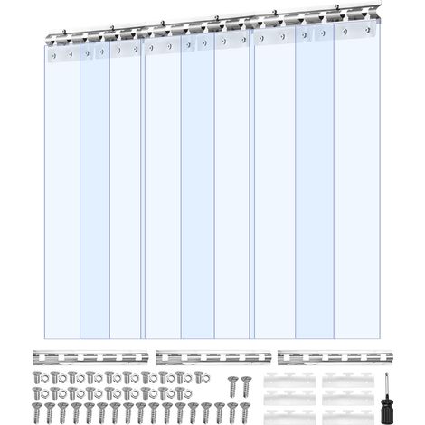 Mophorn Tenda a Strisce Trasparente, 0,9 x 2,1 m, Spessore 2 mm, Set da 6 Pezzi, Ideale per Congelatori, Refrigeratori, Porte di Magazzini, Garage e Altri Ambienti