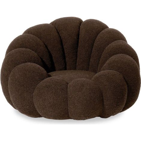Paris Prix – Fauteuil relax coquillage tissu bouclette marron – Dimensions L. 98 x l. 97 x H. 62 cm – Assise confortable L. 40 x l. 60 x H. 30 cm (1/5)