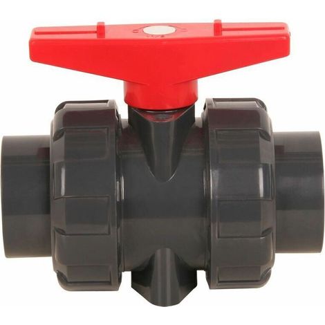Double union valve for solvent welding, 32 mm diameter, PVC ball valve, ball valve, sphere ball valve for swimming pools, DN25 (Internal Diameter 32mm) (1/5)