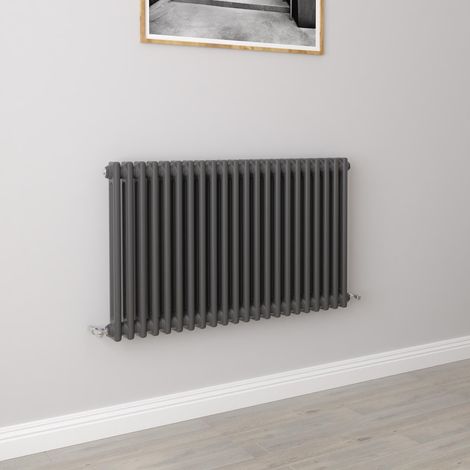 AICA Traditional Radiator Central Heating Cast Iron Style 2 Column Horizontal 600x1010mm Anthracite