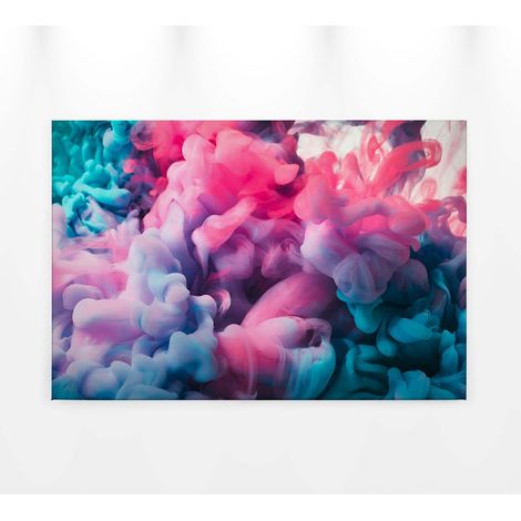 Tableau multicolore design deco salon | Tableau sur toile chambre ado & couloir | Tableau original fumée colorée bleu & violet - 0,9 x 0,6 m (1/5)