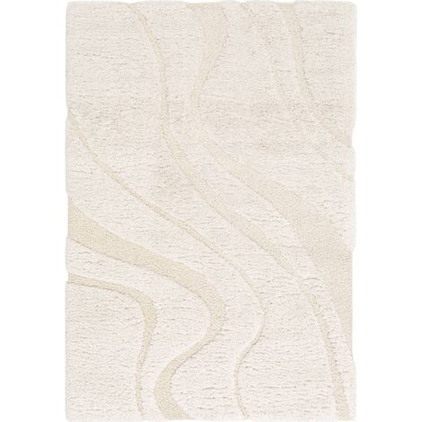 Tapis intérieur shaggy motif avec relief crème Amy 160 x 230 cm