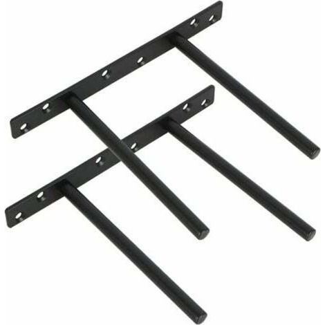 SNQ – Set mit 2 unsichtbaren Wandregalhalterungen – Schwarzer Edelstahl – Wandmontage – Maße 200 x 150 mm – 12 Dübel und Schrauben inklusive (1/4)