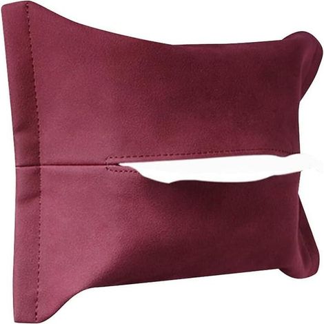 Distributeur de mouchoirs en daim pour siège arrière de voiture, couleur bordeaux (1/5)