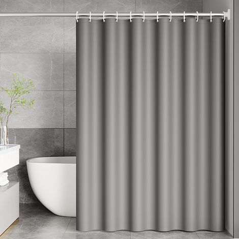 Rideau de douche - Rideau de douche imperméable - Rideau de séparation de douche - Avec anneaux en plastique - Pour douche et baignoire - 180 x 180 cm - PEVA - gris (1/5)