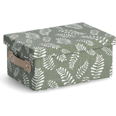 Aufbewahrungsbox mit Deckel, Baumwolle, Muster mit Blättern (1/5)