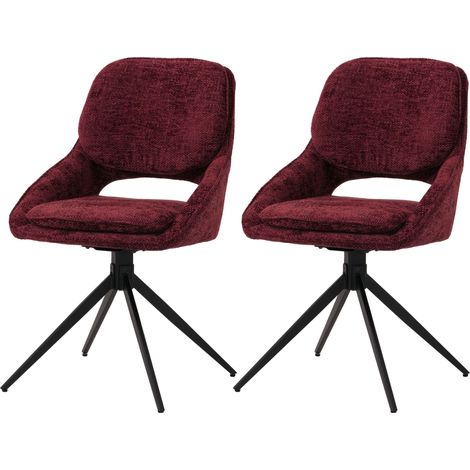 Lot de 2 chaises de salle à manger HWC-N73, chaise de cuisine, pivotante Auto-Return, tissu/textile chenille (490g/m²) O (1/2)