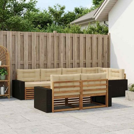 vidaXL Outdoor-Sofagarnitur mit Kissen 7 pcs Natur und Beige (1/5)