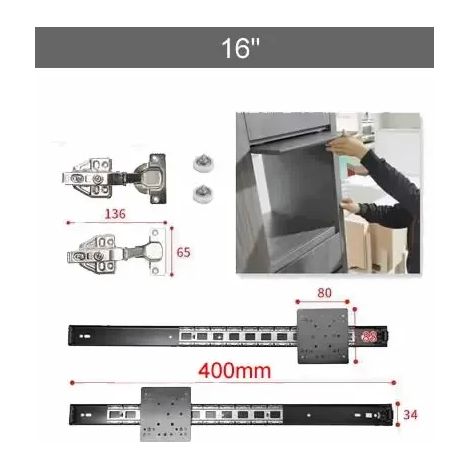 Rail coulissant encastrable (40 cm) pour porte de placard, charnière de porte relevable dissimulée, rail de glissement pour armoire pliante et meuble TV. (1/5)