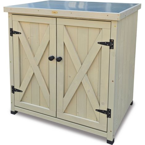 HABAU Gartenschrank ""Laura"" aus Holz, mit Arbeitsplatte, Grau, 80 x 45 x 92 cm (1/5)