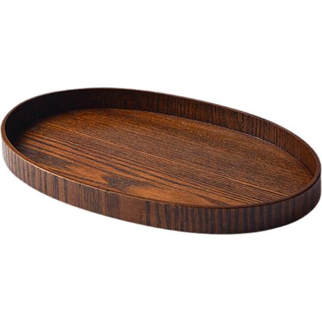 Plateau de service en bois, plateau de petit-déjeuner en bois pour présenter des desserts sur une table basse (1/4)