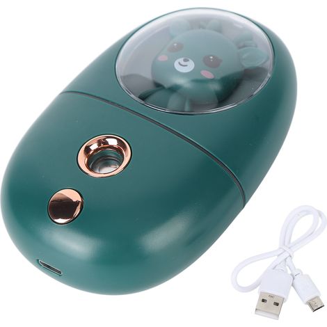 Mini humidificateur brume faciale rechargeable USB 35ml 500mAh vert, vaporisateur yeux visage animal mignon portable voyage (1/5)