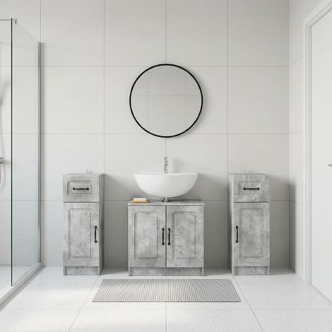 vidaXL 3 Piece Bathroom Cabinet Set UTRECHT Concrete Grey (1/5)