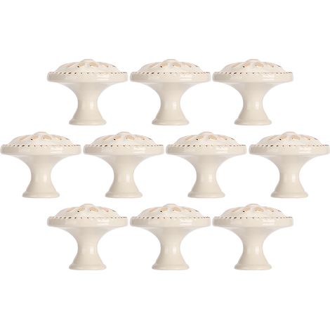 Lot de 10 poignées de porte rondes, simples, pour tiroirs et armoires de bureau, universelles, blanc ivoire, grande taille (1/5)