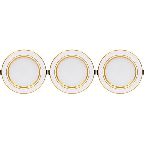 3 focos LED empotrables de 220 V, lámpara de techo redonda de 12 W, iluminación interior, color dorado, 3000 K (1/3)