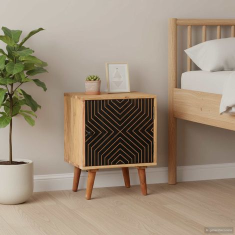 vidaXL Mesita de noche de madera maciza de acacia 40x30x50 cm (1/5)