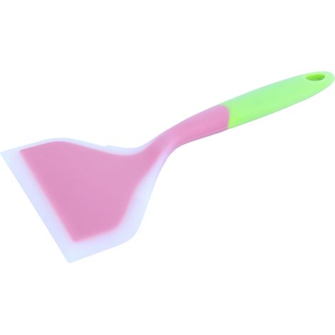 Spatule en silicone antiadhésive et antidérapante pour la cuisson des tamagoyaki, pizzas et steaks (manche rose et vert) (1/5)