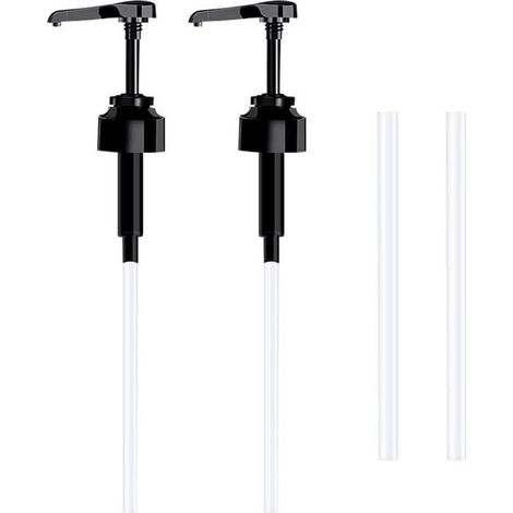 Lot de 2 Pompe doseuse bidon 5 litres Bouteille Pompe Vide(Noir), réutilisables Flacon Pompe Vide Plastique Remplacement de 38 cm pour contenants d'assaisonnement de Liquide de Salle de Bain