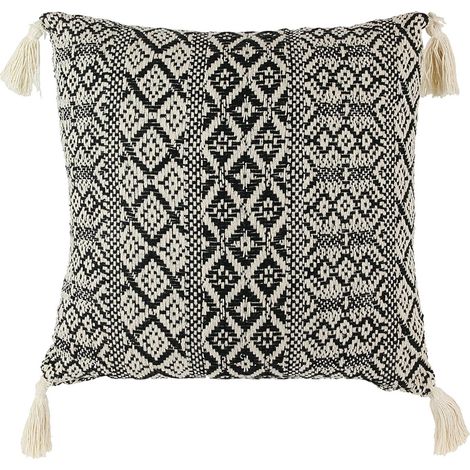 Coussin à motifs ethniques avec pompons (1/4)