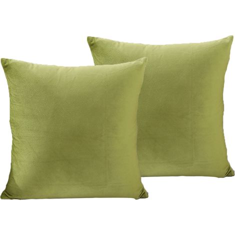 Lot de 2 taies d'oreiller 50×50 cm - taie d'oreiller en velours, taie d'oreiller en lin respirant, taie d'oreiller avec fermeture éclair (1/5)