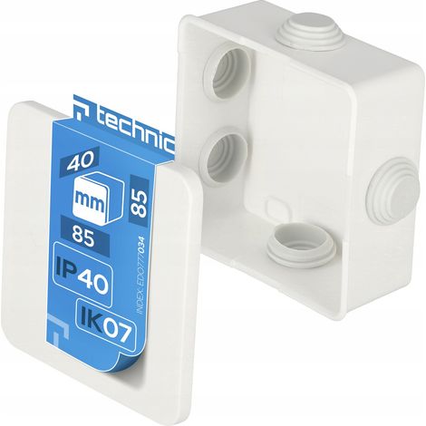 Boîte de jonction saillie carrée 85x85x40mm IP40 blanc RAL 9016 fermeture à clip - EDO Technic (1/5)