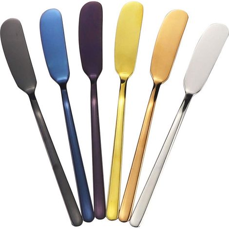 Couteau à beurre en acier inoxydable 304 plaqué titane, argenterie de cuisine occidentale, finition argentée (1/4)