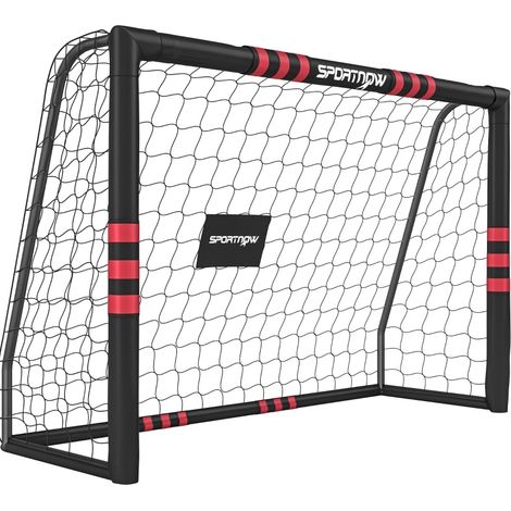 Fußballtor für den Garten 180 x 120 cm aus schwarzem und rotem Metall HAVRYA (1/5)