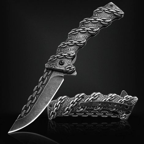 Klappmesser mit 9cm 440C Stahlklinge, Liner Lock, Clip & Kugellager