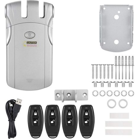 Serrure De Télécommande Sans Fil, Serrure De Porte Électronique Invisible Verrou Électronique Intelligent Serrure De Porte Sécurité Sans Clé (1/5)